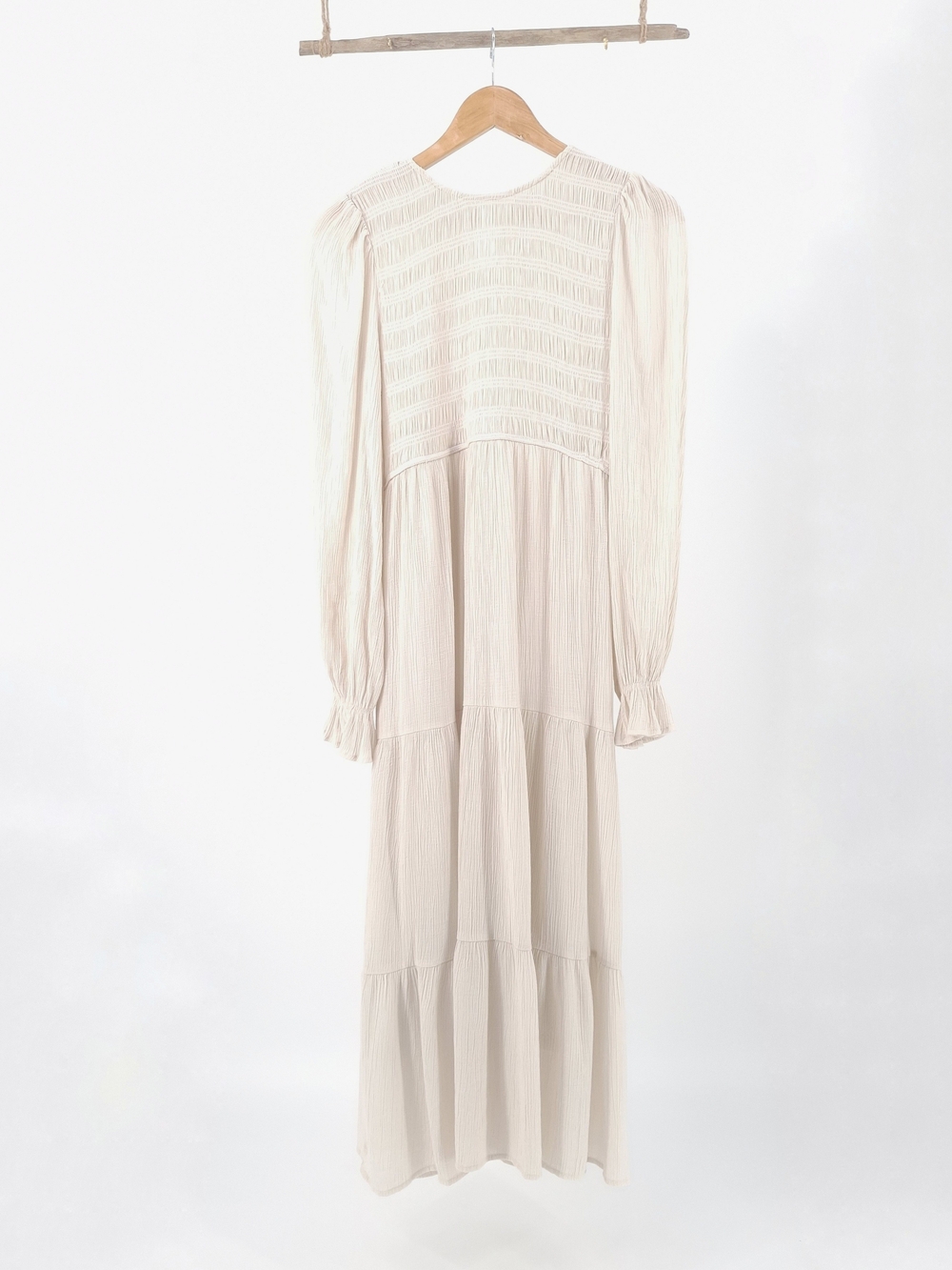 ✨By The River Cream Smocked Tiered Maxi Dress Boho Medium✨